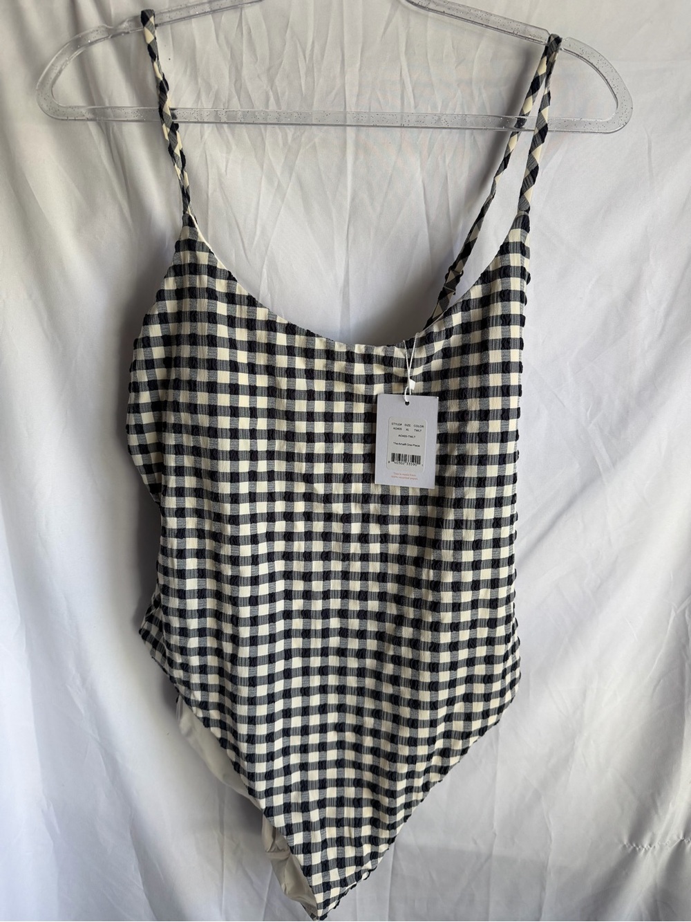 NWT Andie Swim The Amalfi One Piece Swimsuit - Twilight Gingham Seersucker XL